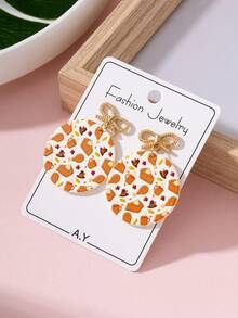 1 Pair Thanksgiving Bow Chicken Leg Pumpkin Pie Earrings, Women's Fashion Jewelry - Multicolor - View 2