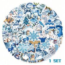 50pcs Blue Winter Stickers For Scrapbook, Phone Case, Diary, Window, Skateboard, Luggage, Refrigerator Decoration, Christmas Gift - Multicolor - View 7