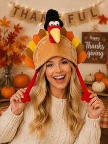 1pc Thanksgiving Turkey Hat, Funny Creative Performance Costume Hat For Men And Women, Party Dress-Up Accessory, Holiday Celebration Gift - Multicolor - View 3