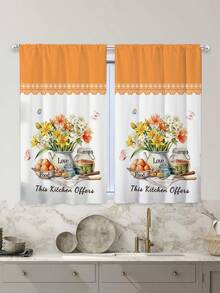 2pcs Pastoral Country Style Flower Kitchen Curtain,Without Holes Curtain, Refer To Bedroom Office Kitchen ﻿Living Room Study Home Decor - Multicolor - View 4