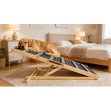 Upgraded Dog Ramp For Couch, Small Dog Ramp For Sofa, 6 Adjustable Height From 14'' To 25", Portable Stable Pet Steps With Non-Slip Pad, Pet Ramps Use For Sofa Couch Stairs - Natural Wood - View 7