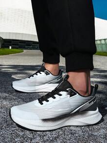 Men's Athletic Shoes, Breathable Fabric Upper And EVA Anti-Slip Sole, Fashionable Versatile Running Shoes, Suitable For All Seasons. - White and Black - View 5