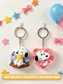 SNOOPY 卡通史努比鑰匙圈吊飾 車飾 女款小配件 情侶心情主題禮物 情侶小禮物 - 不規則 - 查看 4