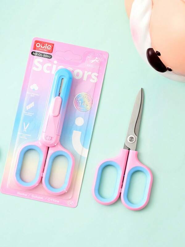 1pc/2pcs 2-In-1 Scissors And Utility Knife, Gradient Color Aesthetic Multi-Function Craft Cutting Tool, Suitable For Crafts, Scrapbooking, Back To School