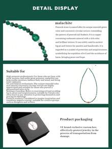 [VE]1pc High-Quality Natural Malachite Necklace & Bracelet, Vibrant Colors Like Peacock Feathers, Symbolizing Beauty And Prosperity, Wearing Malachite Not Only Enhances Personal Charm But Also Brings Good Luck, Wealth And Happiness, Making Life More Colorful. Natural Jewelry Color Random - Necklace - View 6