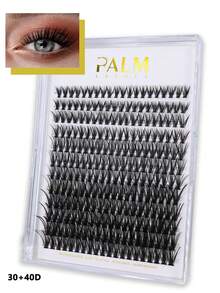 PALM LASHES 240片簇裝假睫毛 30+40D 混合托盤 DIY 睫毛接長 D捲度 長款單根假睫毛 仿貂毛睫毛簇 黑色 (0.07D-8-16mm) - 黑色 - 查看 10