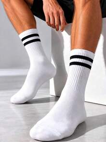1/3/5/10 Pairs Moisture-Wicking Breathable Casual Knit Socks, Unisex Invisible Socks, Solid Color Yoga Socks - White - View 2