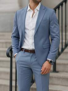 Men Suits - Bright Steel Blue - View 3