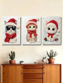 Cat Pattern Pearl Painting Set Adult Round Half Pearl Rhinestone Art Craft Home Wall Decor Holiday Gift - Sets - View 1