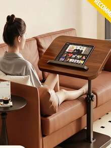 Adjustable Height Side Table With Tilting Desktop, Mobile Laptop Desk, Sofa Bed Side Table, Portable Computer Reading Tray For Home, Office, Bedroom - Multicolor - View 3