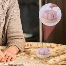 1 Pumpkin-Shaped Sewing Kit Bag, Sewing Accessories, Fabric Handmade DIY Needle And Thread Storage, Pincushion, Needle Bag, Wooden Base Needle Bag, Needle Holder, Pincushion, Wooden Needle Clip, Japanese Style Needle Clip, Needle And Thread Organizer, Needle And Thread Storage Mat - Lotus Root Pink - View 4