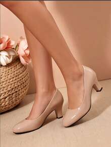 Ladies' Mary Jane High Heels, Patent Leather Thick Soled Four Season Shoes, Simple And Versatile Commuting Shoes, Suitable For Daily Use And Weddings - 香檳色 - 查看 5