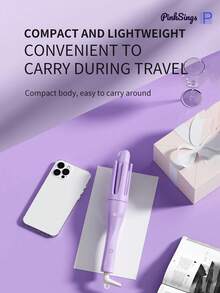 PinkSings Automatic Hair Curler Rotating Curling Iron Straightener And Curler | 2-In-1 Styling Tool, Smart Timer, Ceramic Coating, 3 Temperature Settings, Dual Voltage Travel Compatible - Purple - View 9