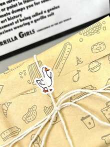 500Pcs Roll Cute Hand Drawn Silly Goose Vinyl Stickers, Funny White Goose Meme Mini Sealing Stickers, Sticker Roll For Gift Packaging Envelope Journal Water Bottle Laptop Phone Case Decor - White - View 5