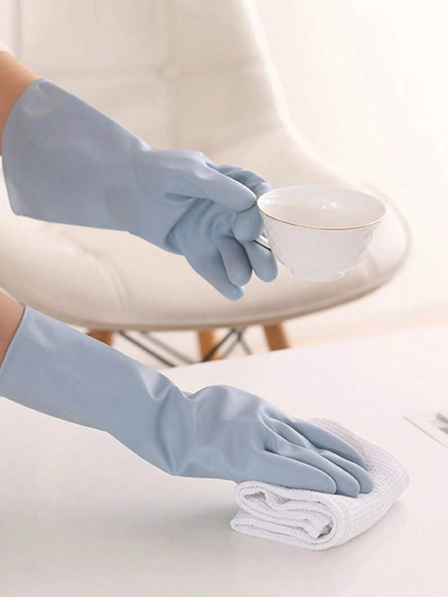 Reusable Rubber Household Cleaning Gloves, Waterproof Non-Slip Dishwashing Gloves, Durable Kitchen Protective Gloves, Suitable For Dishwashing, Bathroom Cleaning, Gardening And Daily Housework, Unisex - Multicolor - View 1