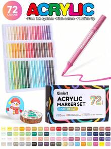 Set Spidol Akrilik Languo 72/126 Warna, Ujung Nilon Lembut, Lebar Garis 0,7-5mm untuk Garis Luar dan Mewarnai, Warna Kaya, Kreatif dan Cerah, Pigmentasi Kuat, Tahan Luntur, Daya Tutup Tinggi, Cocok untuk DIY dan Kreasi Seni, Perlengkapan Sekolah - MultiWarna - View 9