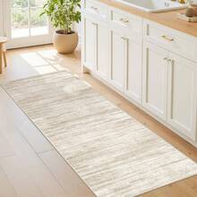 Alfombra de pasillo antideslizante para dormitorio, alfombra lavable con reverso de goma - Alfombra suave de pelo corto para cocina, lavandería, baño (61 x 244 cm, beige/marfil) - Gris Oscuro - Ver 4