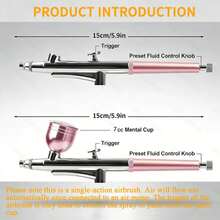 Boquilla para tatuajes, aerógrafo portátil, boquilla de 0.3 mm, pistola de pulverización de acción simple para arte de uñas, pintura de modelos, manualidades, versátil. - Rosa Oxidada - Ver 9
