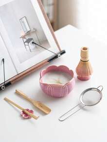 1pc/5pcs/7pcs Set Petal Raku Matcha Tea Set, Pink/Green Optional, Matcha Bowl, Matcha Full Set Tools, Complete Matcha Tools, Matcha Whisk Set, Matcha Tools, Matcha, Matcha Plate, Matcha Tools, Cup, Matcha Related Products, Including Matcha Bowl, Matcha Whisk, Matcha Cup, Matcha Whisk, Matcha Spoon, Tea Bowl Set, Matcha Brewing Tools - Multicolor - View 10