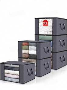 Foldable Closet Organizers Storage Containers With Reinforced Handle Large Capacity Storage Bags Clothes Storage Bins For Clothing Comforters Bedding And Toys For Moving Everyday Organization Back To School Bedroom Bathroom Home Essential Accessories - Grey - View 13