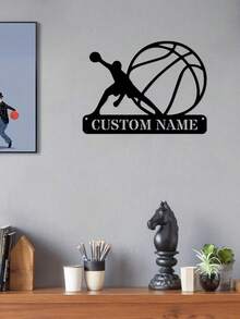 1pc Customized Name Metal Basketball Hoop Sign Decor, Basketball Iron Wall Art, Indoor Decor, Outdoor Basketball Court Wall Hanging, Basketball Enthusiast Gift, Home Decor, Modern Art Basketball Decor, Wall Decor, Room Decor, Living Room Decor, Bedroom Decor, House Decor, Personalized Gift Craft - Multicolor - View 9