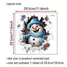 1pc Christmas Tree & Snowman Wall Decal Sticker, Self-Adhesive Removable PVC Material, Suitable For Living Room, Bedroom, Study Glass, Home Decor, Christmas Decoration - A - View 4
