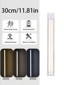 1 buah Lampu Malam Sensor Gerak LED Nirkabel, Lampu Malam Dinding Lemari, Lampu Deteksi Dapur Kamar Tidur Tangga, 3 Warna Cahaya, Baterai Isi Ulang, Pemasangan Mudah Tanpa Kabel. Untuk Dekorasi Lorong, Lemari Pakaian, dan Ruangan Rumah - MultiWarna - View 11