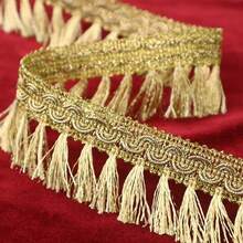 Tassel Fringe Trim, 5.5cm Golden Tassel Trim Tassel Ribbon Sewing Lace Fabric Trims Crochet Lace Ribbon For Curtain Dress Clothes Home Decor DIY Crafts - Multicolor - View 2