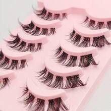 5 Pairs Fox Eye Slanted Lifted Full Strip Lashes, Game-Changer For Hooded Eyes, Light Western Style, Full Clear Soft Band False Eyelashes, No Irritation & Easy To Apply, For Daily & Party Eye Makeup - View 4