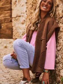 Women's Plus Size Cold Shoulder Batwing Sleeve Knit Sweater, Loose Fit Ribbed Pullover, Casual Streetwear Vacation Outfit For Autumn/Winter - Pink - View 8
