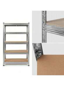 Metal Storage Shelving Unit Set Of 2 With 5 Adjustable MDF Shelves 180 * 90 * 40 Cm, Boltless Galvanized Steel Garage Storage Rack With 875 Kg Load Capacity Per Unit, Converts Into Smaller Modules, Ideal For Garage, Workshop, Basement And Storage - View 6