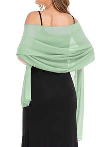 Chiffon Shawl Scarf, Suitable For Bride Wedding Party Evening Dress And Special Occasions, Malaysia Hijab - Green - View 2