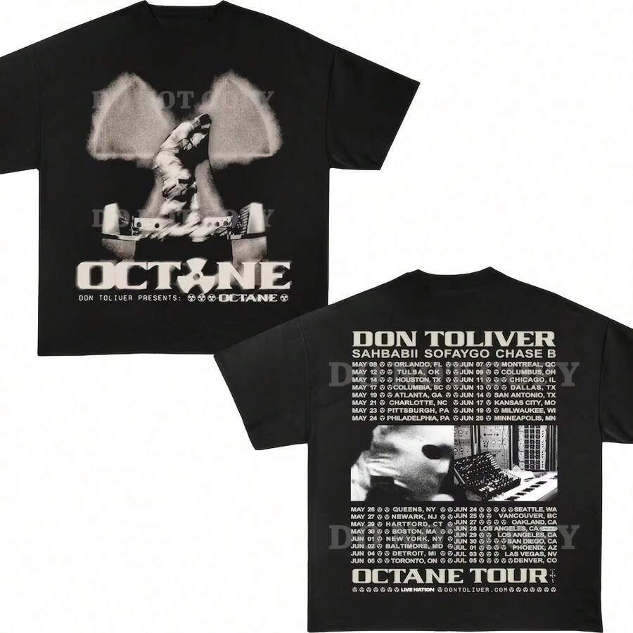 Don Toliver Octane Tour Graphic Tee Hip Hop2 Streetwear - 黑色 - 查看 1