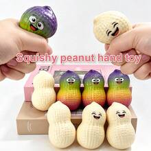 Juguete antiestrés con forma de cacahuete lindo, pelota sensorial de TPR pegajosa con rebote lento, forma de nuez realista, tamaño pequeño portátil de bolsillo, juguete squishy divertido con forma de comida para niños, adolescentes y adultos, alivio de la ansiedad, decoración de escritorio, juguete fidget - Multicolor - Ver 3