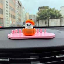 Nueva Alfombra Antideslizante Numerada de Halloween + Base de Calabaza + Sombrero de Fantasma Adorno Creativo DIY para Tablero de Coche de Halloween Decoración de Elfo de Calabaza Bienvenida Halloween con tu Coche - Set de 3 piezas de fantasma - Ver 4