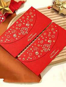 10/5/3pcs Christmas Red Envelopes, Gold Foil Design Christmas Cash Envelopes, Gift Envelopes, Merry Christmas Decoration, Gold Foil Design Party, New Year, Red Envelopes, For Chinese New Year Decoration, Giving Red Envelopes And Unique Collectibles - Christmas Edition - View 7