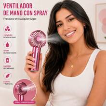 Ventilador de Nebulización de Escritorio con Pulverizador Manual, Recargable por USB, Ventilador de Refrigeración por Agua Portátil, Ventilador de Humidificación de 3 Velocidades - Café integral - Ver 7
