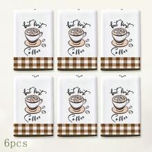 2pcs "But First Coffee" Coffee Themed Kitchen Towels, Coffee Cup Print Brown & White Plaid Decorative Hand Towels, Vintage Country Dish Cloths, Suitable For Kitchen, Coffee Corner, Oven Handle And Home Decor 4/6/8/Pcs Set - Multicolor - View 11