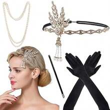 1920s Vintage Accessories Set, 4-Piece Set Suitable For Women's Style,Halloween - Multicolor - View 2