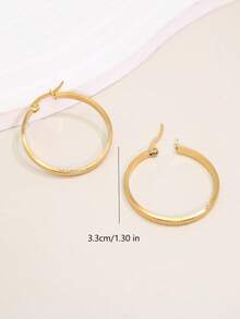 1 Pair Daily Commute Versatile Fine Texture Large Hoop Earrings Women Round Plain Hoop Ear Cuffs - One Size - View 6
