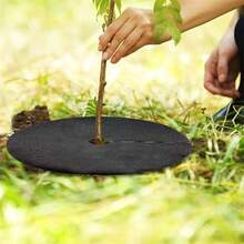 5pcs Thick Breathable Non-Woven Isolation Fabric, Multi-Size No Cutting Needed, Reusable Round Tree Planting Mat, Moisture Retention & Frost Protection Lawn Cover, Suppression, Root Protection, Garden Ground Cover Mat - A - View 5