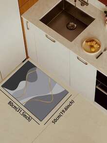 1 Pc Black-Gray With Gold Lines Pattern Kitchen Mat, 3.5 Mm Soft Rubber That Absorbs Water And Is Easy To Clean. Suitable For Corridors, Bathrooms, Living Rooms, Outdoor Door Mats, And Toilets. Useable Throughout The Year And For Various Holidays. - Multicolor - View 17