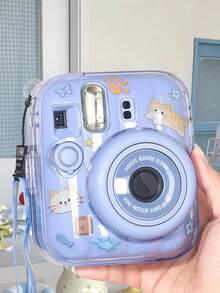 Fujifilm Mini 13 硬 PC 相機保護殼,防摔防刮透明保護殼 + 可調節印花掛繩 + DIY 卡通貼紙,耐用抗黃變保護套,適合旅行、戶外與日常攝影 - 查看 3