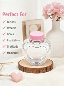 1pc Transparent Heart-Shaped Pink Ribbed Lid 80ml PET Jar, Sealed Portable Storage Container, Cute Aesthetic Wish Bottle, DIY Valentine's Day Birthday Party Gift - View 5