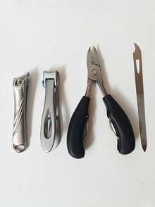黑色不锈钢美甲工具套装 - 指甲钳、指甲锉和带指甲钳的指甲锉 - 经典黑色手柄，男女老少皆宜 - 多色 - 查看 12