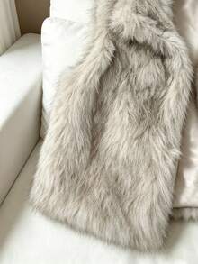 Apricot Minimalist Multi-Functional Stand Collar Sleeveless Faux Fur Jacket, Suitable For Autumn/Winter Girls Wear - Apricot - View 6