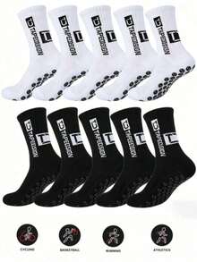 1/2/3/4/5/10 Pairs FS Pattern Football Socks, Shock-Absorbing, Comfortable, Wear-Resistant Sports Socks, Suitable For Outdoor Fitness Basketball Socks - Multicolor - View 2