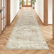 Alfombra de pasillo antideslizante para dormitorio, alfombra lavable con reverso de goma - Alfombra suave de pelo corto para cocina, lavandería, baño (61 x 244 cm, beige/marfil) - Marrón - Ver 8