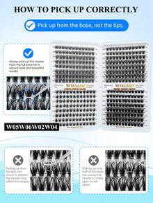 RITALASH RITA 2560/640pcs Eyelash Cluster Set 20D+30D+40D+50D+60D+80D+W05+W06+W02+W04 Thickened Cluster Eyelash Extensions 10-16mm Single Cluster Eyelash Extensions DIY Home Eyelash Extensions With Adhesive, Sealer And Tweezers - Black - View 9