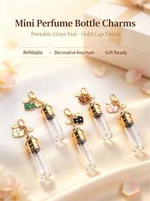 8ml Transparent Glass Bottle Keychain, Heart-Shaped Perfume Bottle, Reusable, Suitable For Bags, Keychains And Other Occasions - View 2